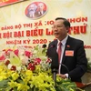 Bí thư Thị ủy thị xã Hoài Nhơn (khóa XIX) Phạm Trương phát biểu tại đại hội. (Ảnh: Phạm Kha/TTXVN)