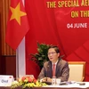  Bộ trưởng Bộ Công Thương Việt Nam Trần Tuấn Anh chủ trì Hội nghị Bộ trưởng Kinh tế ASEAN+3 về ứng phó dịch COVID-19. (Ảnh: Trần Việt/ TTXVN)