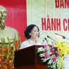 Bà Trương Thị Mai, Ủy viên Bộ Chính trị, Bí thư Trung ương Đảng, Trưởng Ban Dân vận Trung ương phát biểu kết luận hội nghị. (Ảnh: Phương Hoa/TTXVN)