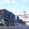 Hoạt động bốc xếp hàng hóa tại Cảng Container quốc tế Hải Phòng. (Nguồn: TTXVN)