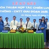 UBND tỉnh An Giang và VNPT ký kết thỏa thuận hợp tác chiến lược viễn thông-công nghệ thông tin giai đoạn 2020-2025. (Ảnh: Thanh Sang/TTXVN)