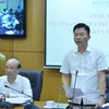  Bộ trưởng Bộ Tư pháp Lê Thành Long, Tổ trưởng Tổ công tác chủ trì cuộc họp. (Ảnh: Dương Giang/TTXVN)
