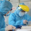 Các nhân viên y tế làm xét nghiệm SARS-CoV-2. (Nguồn: TTXVN)