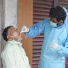 Nhân viên y tế lấy mẫu xét nghiệm COVID-19 tại Bangalore, Ấn Độ. (Ảnh: THX/TTXVN)