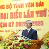 Ông Trần Quốc Vượng, Ủy viên Bộ Chính trị, Thường trực Ban Bí thư phát biểu tại Đại hội. (Ảnh: Phương Hoa/TTXVN)
