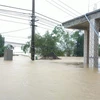 Nước lũ lên nhanh, nhà dân tại xã Hàm Ninh, huyện Quảng Ninh, tỉnh Quảng Bình bị ngập sâu. (Ảnh: Văn Tý/TTXVN)