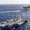 Các tàu chiến tham gia cuộc tập trận Malabar. (Nguồn: thehindu.com)