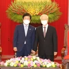 Tổng Bí thư, Chủ tịch nước Nguyễn Phú Trọng tiếp Chủ tịch Quốc hội Hàn Quốc Park Byeong-Seug. (Ảnh: Trí Dũng/TTXVN)