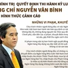 Ông Nguyễn Văn Bình bị kỷ luật bằng hình thức cảnh cáo