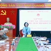 Trưởng Ban Dân vận Trung ương Trương Thị Mai phát biểu tại buổi gặp mặt. (Ảnh: Phương Hoa/TTXVN)