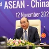 Thủ tướng Nguyễn Xuân Phúc, Chủ tịch ASEAN 2020 phát biểu khai mạc Hội nghị Cấp cao ASEAN-Trung Quốc lần thứ 23. (Ảnh: Lâm Khánh/TTXVN)
