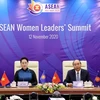 Thủ tướng Nguyễn Xuân Phúc và Chủ tịch Quốc hội Nguyễn Thị Kim Ngân dự Hội nghị Thượng đỉnh Lãnh đạo nữ ASEAN. (Ảnh: Thống Nhất/TTXVN)