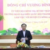 Bí thư Thành ủy Hà Nội Vương Đình Huệ phát biểu tại buổi làm việc. (Ảnh: TTXVN)