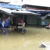 Mưa lớn gây ngập lụt ở địa bàn xã Vĩnh Thạnh, thành phố Nha Trang, tỉnh Khánh Hòa. (Ảnh: Phan Sáu/TTXVN)