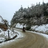 Tuyết rơi phủ trắng tại xã Y Tý, huyện Bát Xát, tỉnh Lào Cai. (Ảnh: Quốc Khánh/TTXVN)