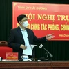Ủy viên Trung ương Đảng, Bộ trưởng Bộ Y tế Nguyễn Thanh Long phát biểu tại hội nghị. (Ảnh: Mạnh Tú/TTXVN)