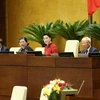 Chủ tịch Quốc hội Nguyễn Thị Kim Ngân và các Phó Chủ tịch điều hành phiên thảo luận. (Ảnh: Dương Giang/TTXVN)