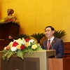 Chủ tịch Quốc hội Vương Đình Huệ đọc Tờ trình Danh sách đề cử để Quốc hội bầu Chủ tịch nước. (Ảnh: Văn Điệp/TTXVN)