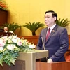 Chủ tịch Quốc hội Vương Đình Huệ phát biểu tại lễ bế mạc. (Ảnh: Trọng Đức/TTXVN)