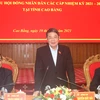 Phó Chủ tịch Quốc hội Nguyễn Đức Hải phát biểu tại buổi giám sát, kiểm tra công tác bầu cử ở tỉnh Cao Bằng. (Ảnh: Chu Hiệu/TTXVN)