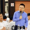 Ông Lê Quốc Minh, Ủy viên Trung ương Đảng, Ủy viên Ban Chấp hành Đảng bộ Khối các cơ quan Trung ương, Phó Tổng giám đốc TTXVN phát biểu tại hội nghị. (Ảnh: Tá Chuyên/TTXVN)