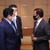 Thủ tướng Phạm Minh Chính chào xã giao Quốc vương Brunei Haji Hassanal Bolkiah, Chủ tịch ASEAN 2021. (Ảnh: Dương Giang/TTXVN)