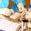 Nhân viên y tế lấy mẫu xét nghiệm SARS-CoV-2. (Ảnh: Minh Quyết/TTXVN)