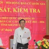 Đại tướng Đỗ Bá Tỵ, Phó Chủ tịch Quốc hội, phát biểu chỉ đạo tại buổi làm việc. (Ảnh: Tiên Minh/TTXVN)