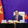 Thủ tướng Chính phủ Phạm Minh Chính tham dự Hội nghị quốc tế về Tương lai châu Á lần thứ 26 tại điểm cầu Hà Nội. (Ảnh: Dương Giang/TTXVN)