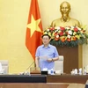 Chủ tịch Quốc hội Vương Đình Huệ phát biểu kết luận Phiên họp. (Ảnh: Doãn Tấn/TTXVN)