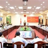 Ủy ban Bầu cử tỉnh Bình Thuận tổ chức Hội nghị trực tuyến tổng kết công tác bầu cử đại biểu Quốc hội khóa XV và đại biểu HĐND các cấp nhiệm kỳ 2021-2026. (Ảnh: Hồng Hiếu/TTXVN) 