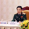 Thượng tướng Phan Văn Giang, Ủy viên Bộ Chính trị, Phó Bí thư Quân ủy Trung ương, Bộ trưởng Bộ Quốc phòng phát biểu tại hội nghị trực tuyến An ninh Quốc tế Moskva (Liên Bang Nga) lần thứ 9. (Ảnh: Phạm Kiên/TTXVN)