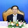 Bộ trưởng Ngoại giao Bùi Thanh Sơn tham dự Hội nghị Bộ trưởng Ngoại giao Cấp cao Đông Á (EAS) lần thứ 11 theo hình thức trực tuyến. (Ảnh: Phạm Kiên/TTXVN)