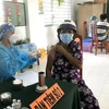 Tiêm vaccine cho người dân tại điểm tiêm ở thị trấn Cái Nhum (Mang Thít, Vĩnh Long). (Ảnh: Lê Thúy Hằng/TTXVN)