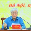 Chủ tịch Ủy ban Trung ương Mặt trận Tổ quốc Việt Nam Đỗ Văn Chiến chủ trì cuộc họp. (Ảnh: Minh Đức/TTXVN)