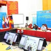 Quang cảnh cuộc họp Ban Thư ký ASEAN-PAC lần thứ 17 tại điểm cầu Hà Nội. (Ảnh: Nguyễn Điệp/TTXVN)