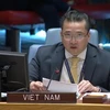 Đại sứ Phạm Hải Anh, Phó Trưởng Phái đoàn thường trực Việt Nam tại Liên hợp quốc phát biểu tại phiên họp. (Ảnh: TTXVN)
