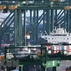 Bốc dỡ container hàng hóa tại cảng Pasir Panjang ở Singapore. (Ảnh: THX/TTXVN)