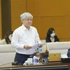 Chủ tịch Ủy ban Trung ương Mặt trận Tổ quốc Việt Nam Đỗ Văn Chiến trình bày báo cáo (tóm tắt). (Ảnh: Doãn Tấn/TTXVN)