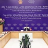 Thủ tướng Phạm Minh Chính chủ trì Đối thoại chiến lược quốc gia giữa Việt Nam và WEF tại điểm cầu Hà Nội. (Ảnh: Dương Giang/TTXVN)