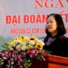 Trưởng Ban Tổ chức Trung ương Trương Thị Mai phát biểu tại Ngày hội Đại đoàn kết. (Ảnh: Thanh Hải/TTXVN)