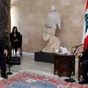 Tổng thống Liban Michael Aoun và Ngoại trưởng Thổ Nhĩ Kỳ Mevlut Cavusoglu. (Nguồn: AFP)