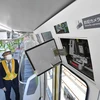 Lắp đặt camera phía trên cửa thoát hiểm bên trong một chuyến tàu của Công ty Đường sắt Đông Nhật Bản ở Tokyo. (Nguồn: Kyodo)