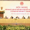 Tổng Bí thư Nguyễn Phú Trọng cùng các lãnh đạo Đảng, Nhà nước chủ trì hội nghị. (Ảnh: Trí Dũng/TTXVN)