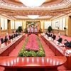 Tổng Thư ký Liên hợp quốc Antonio Guterres (thứ 3, trái) và Chủ tịch Trung Quốc Tập Cận Bình (thứ 4, phải) tại cuộc gặp ở Bắc Kinh ngày 5/2/2022. (Ảnh: THX/TTXVN)