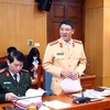 Đại tá Đỗ Thanh Bình, Phó Cục trưởng Cục Cảnh sát giao thông, Bộ Công an phát biểu. (Ảnh: Phạm Kiên/TTXVN)