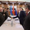 Toàn cảnh vòng đàm phán thứ hai giữa phái đoàn Nga và Ukraine tại vùng Belovezhskaya, Belarus ngày 3/3. (Ảnh: THX/TTXVN)