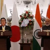 Thủ tướng Nhật Bản Fumio Kishida (trái) và người đồng cấp Ấn Độ Narendra Modi tại cuộc họp báo. (Nguồn: Reuters)