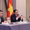 Thủ tướng Phạm Minh Chính phát biểu tại buổi gặp trí thức Việt kiều và thanh niên, sinh viên Việt Nam tại New York. (Ảnh: Dương Giang/TTXVN)