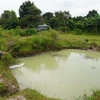 Khu vực ao cá tại thôn Kon Hnông, xã Đăk Tờ Kan (huyện Tu Mơ Rông, tỉnh Kon Tum), nơi em Y Miên và Y Xấu Xí tử vong. (Ảnh: TTXVN phát)
